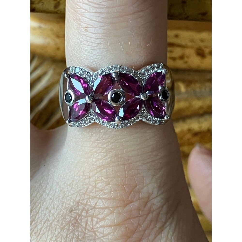 Raspberry Garnet Black Spinel Ring Size 9